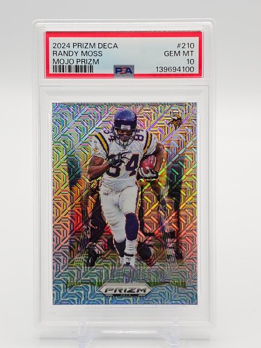 RANDY MOSS 2024 PANINI PRIZM DECA FOOTBALL MOJO /30 #210 VIKINGS PSA 10 Q7762