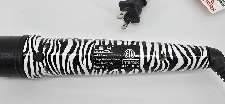 ISO Trio Pro Clip-less 1" Curling Iron Black Zebra Wand Works Trio-1 Adj Heat - Image 4 of 4