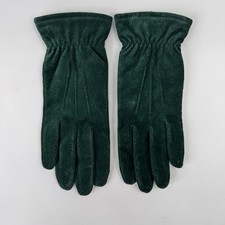 Vintage Fownes Suede Gloves Women XL Forest Green Fleece Line Leather Thinsulate