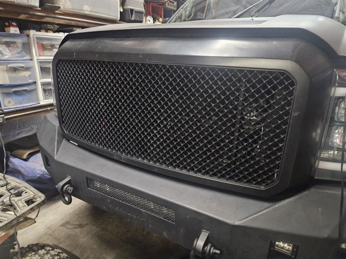 Glossy Black RVT Rivet Bolt Steel Mesh Front Hood Bumper Grill
