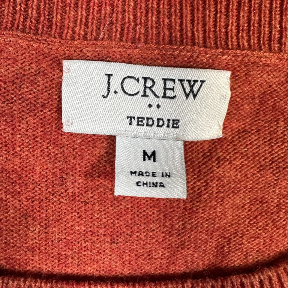 J Crew Teddie Sweater Womens Medium Rust Orange Wool Blend Crewneck Knit - Image 3 of 4