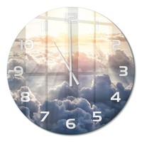 Glasuhr Glas-Wanduhr Modern Wolken Aus Der Vogelperspektive WeißE Zeiger Fi60 Cm