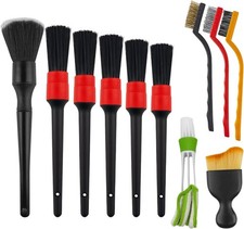 11PCS Car Detailing Brush Set, Soft Boar Hair Vehicle Interior Exterior Detail
