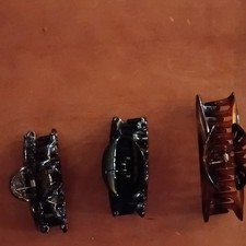 Lot of 3 Large Lightweight Plastic Hair Claw Clips, Black  Brown Tortoise