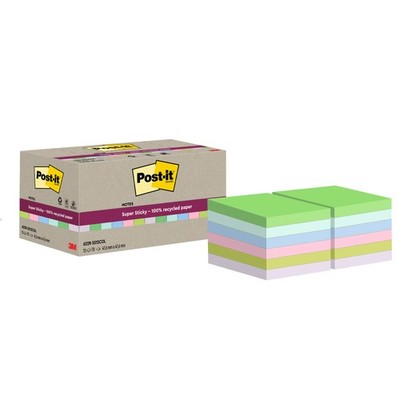 Post-it  Super Sticky Recycling Haftnotizen Bunte 47x47mm 12 Blöcke Set