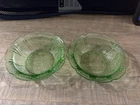 Jeannette Cherry Blossom 1 Flat Soup Bowl Green Depression Glass Vintage Minty