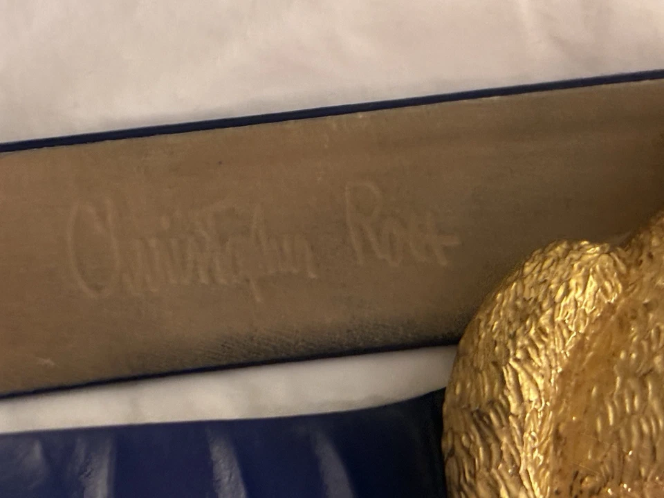 Christopher Ross 1978 Hebilla de cinturón vintage, raro oso dorado con ojos de cristal. Foto 3 de 4