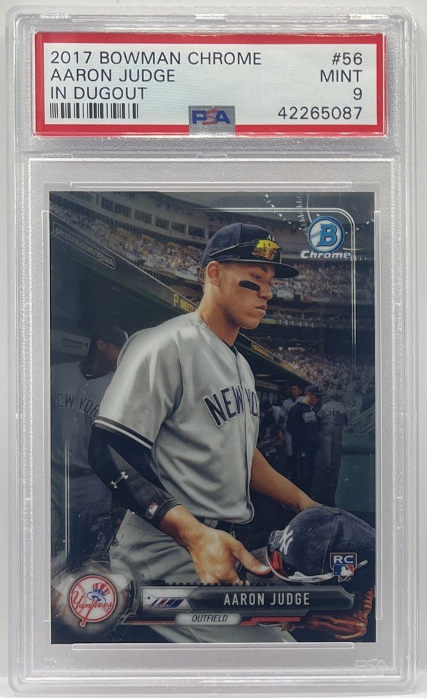2017 BOWMAN CHROME #56 AARON JUDGE IN DUGOUT VARIATION PSA 9 MINT RARE SP SSP