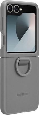 Original Offizielle Samsung Galaxy Z Flip6 & Flip7 FE Silikon Hülle mit Ring Grau
