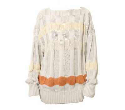 Jil Sander 90s Oversized Cable Knit Striped Sweater Vintage