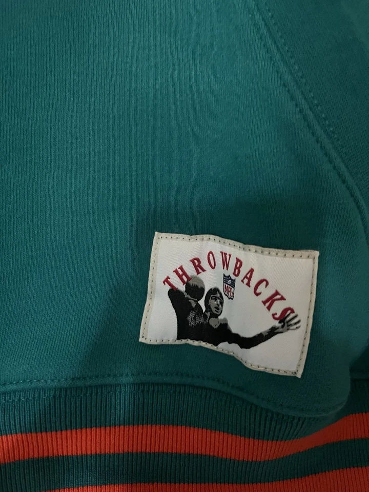 Auténtica sudadera con capucha de manga corta Mitchell Ness Miami Dolphins talla XL rara Foto 4 de 4