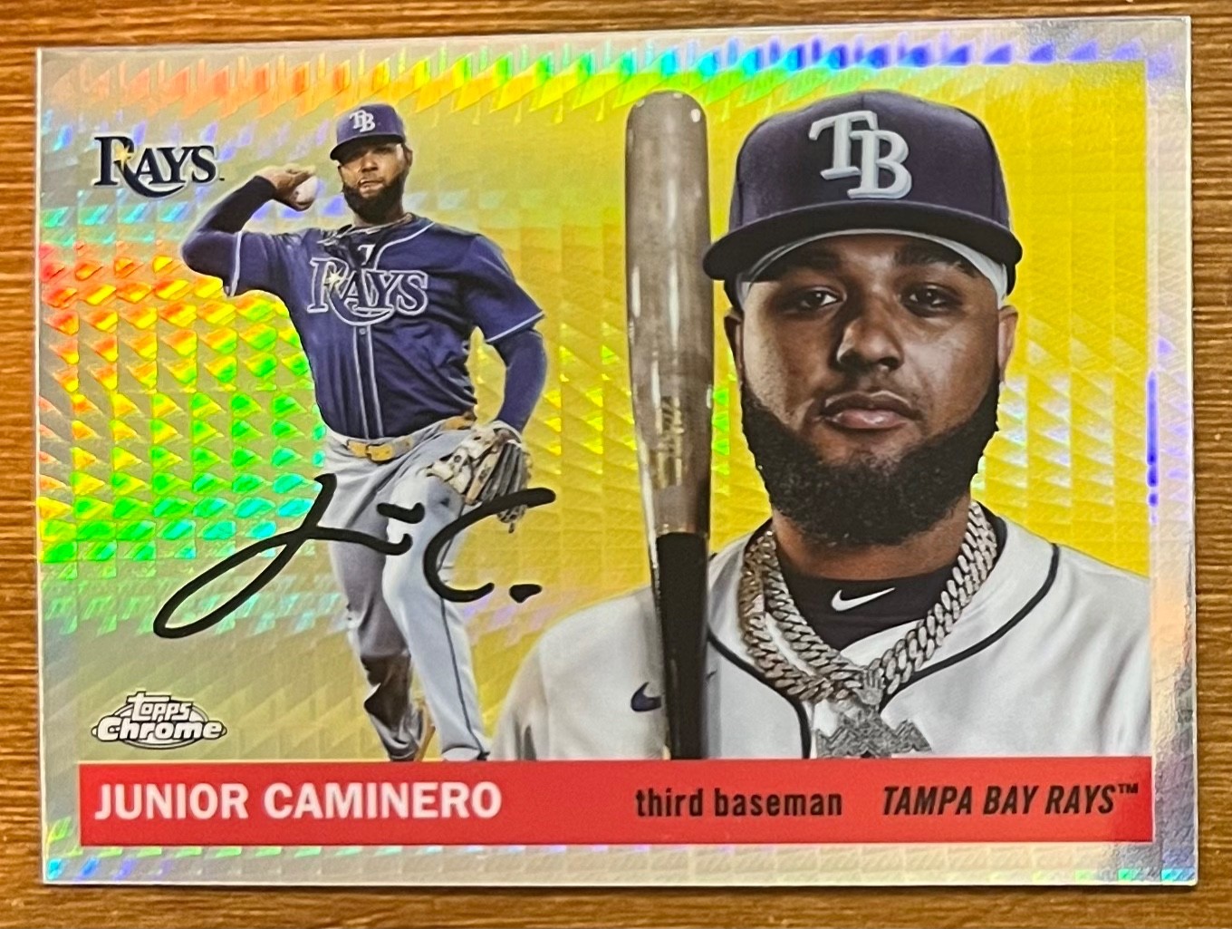 2025 Topps Chrome Platinum JUNIOR CAMINERO #168 Prism Refractor Tampa Bay Rays