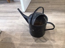 Old 2 Gallon Galvanised Steel Watering  Can Planter Painted Black