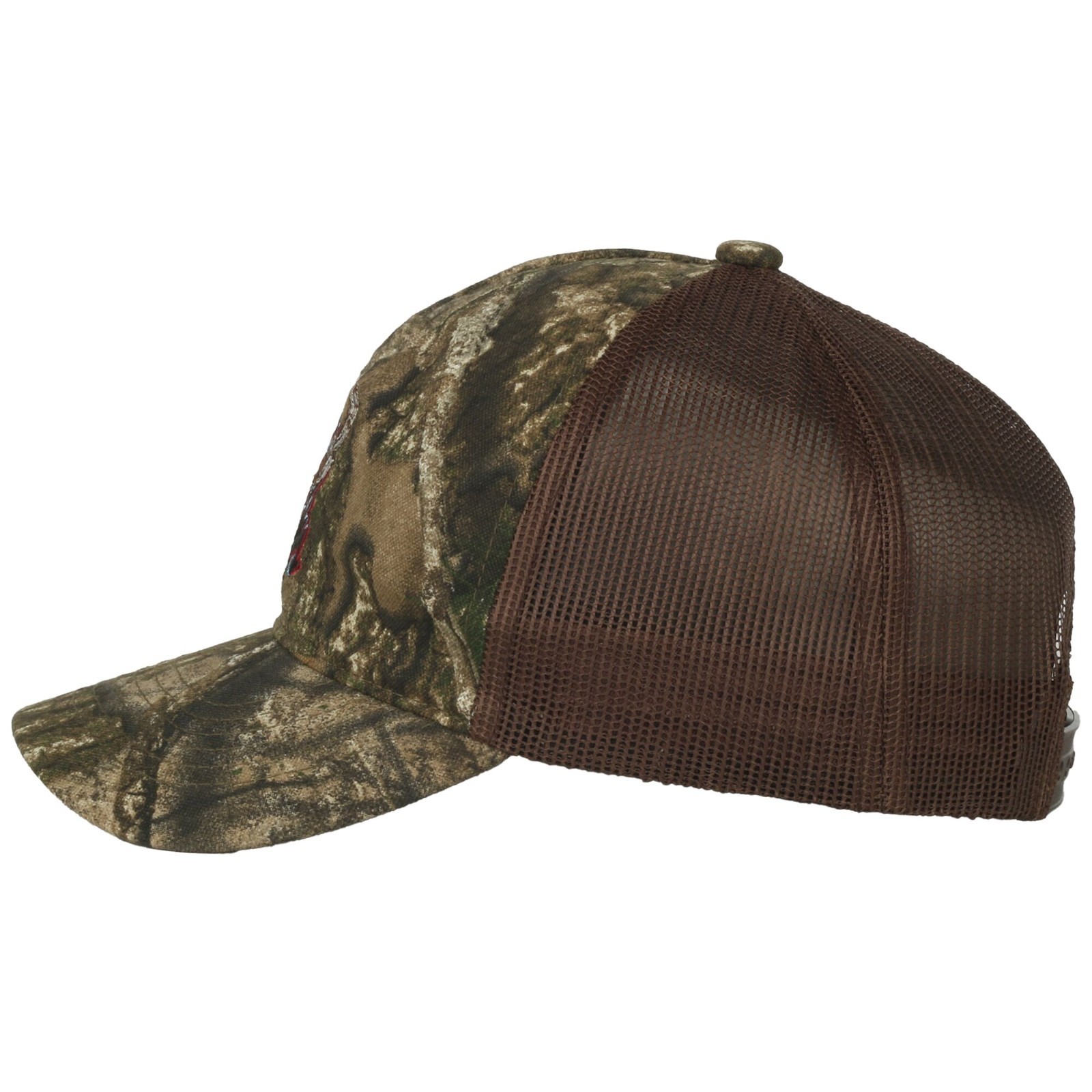 Youth Realtree APX Camo/Brown 6 panel Structured Pre-Curved Cotton Camo Cap