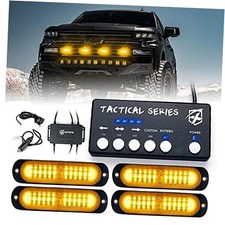 LED Surface Mount Strobe Lights Kit, Grill Grille Side Marker Light 4PCS Amber