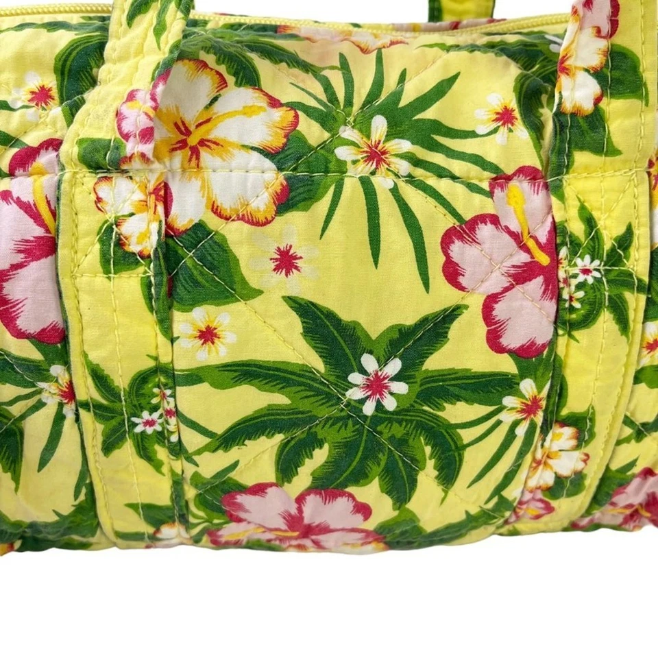 Americana by Sharif Womens Quilted Floral Yellow Handbag Purse Shoulder Bag Tote - Image 4 of 4