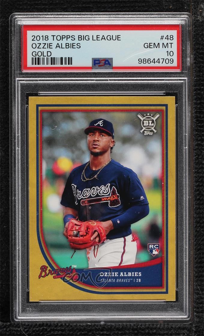 2018 Topps Big League Gold Ozzie Albies #48 PSA 10 GEM MT 06bg