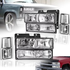 For 1994-1998 Chevy Silverado Obs Ck 1500 2500 3500 Headlights W Bumper Lamp
