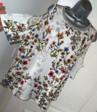 NEXT Womens Multi Bead Neck Floral Cold Shoulder Jersey BlouseTop Size 18