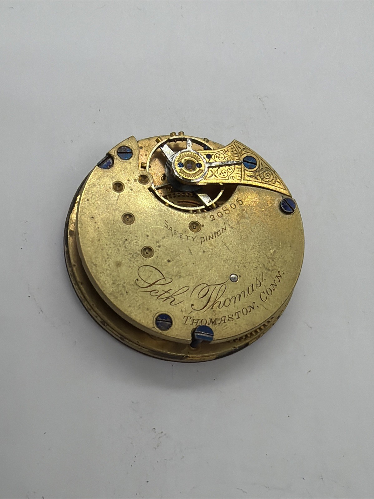 1887 Seth Thomas Open Face 18s, Model 3 Antique Pocket Watch Movement 805 Ticks