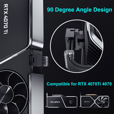 16Pin GPU RTX 4070 Super Power Adapter Cable 90 Degree PCIE 5.0