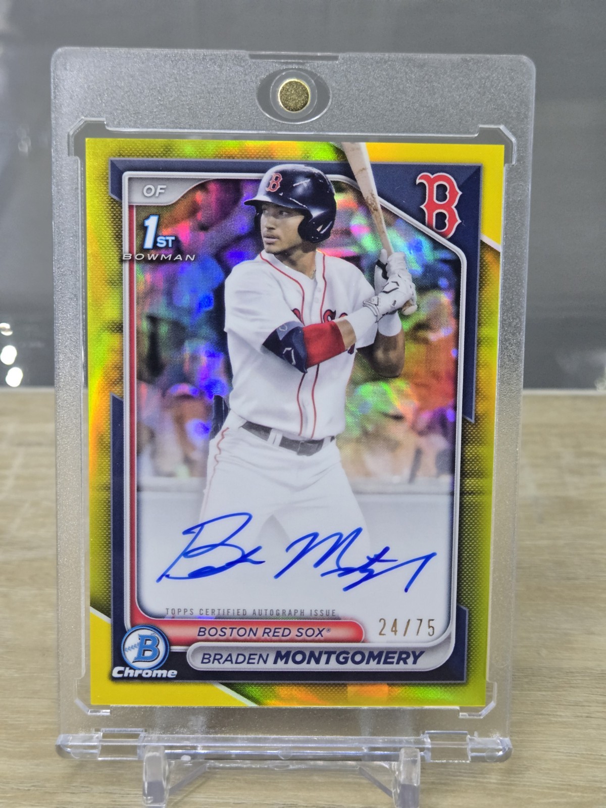 🔥 2024 Bowman Chrome Braden Montgomery Yellow Auto /75 1st