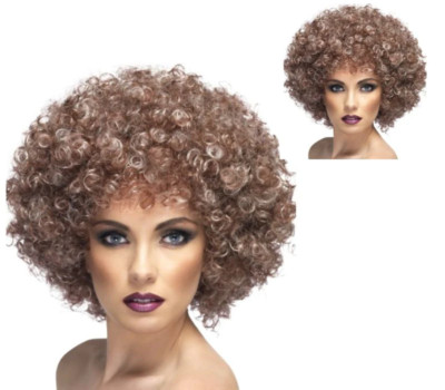 70s Afro Perücke Blond Und Hellbraun Meliert Groß Von Kostüm Disco Tanz Zubehör