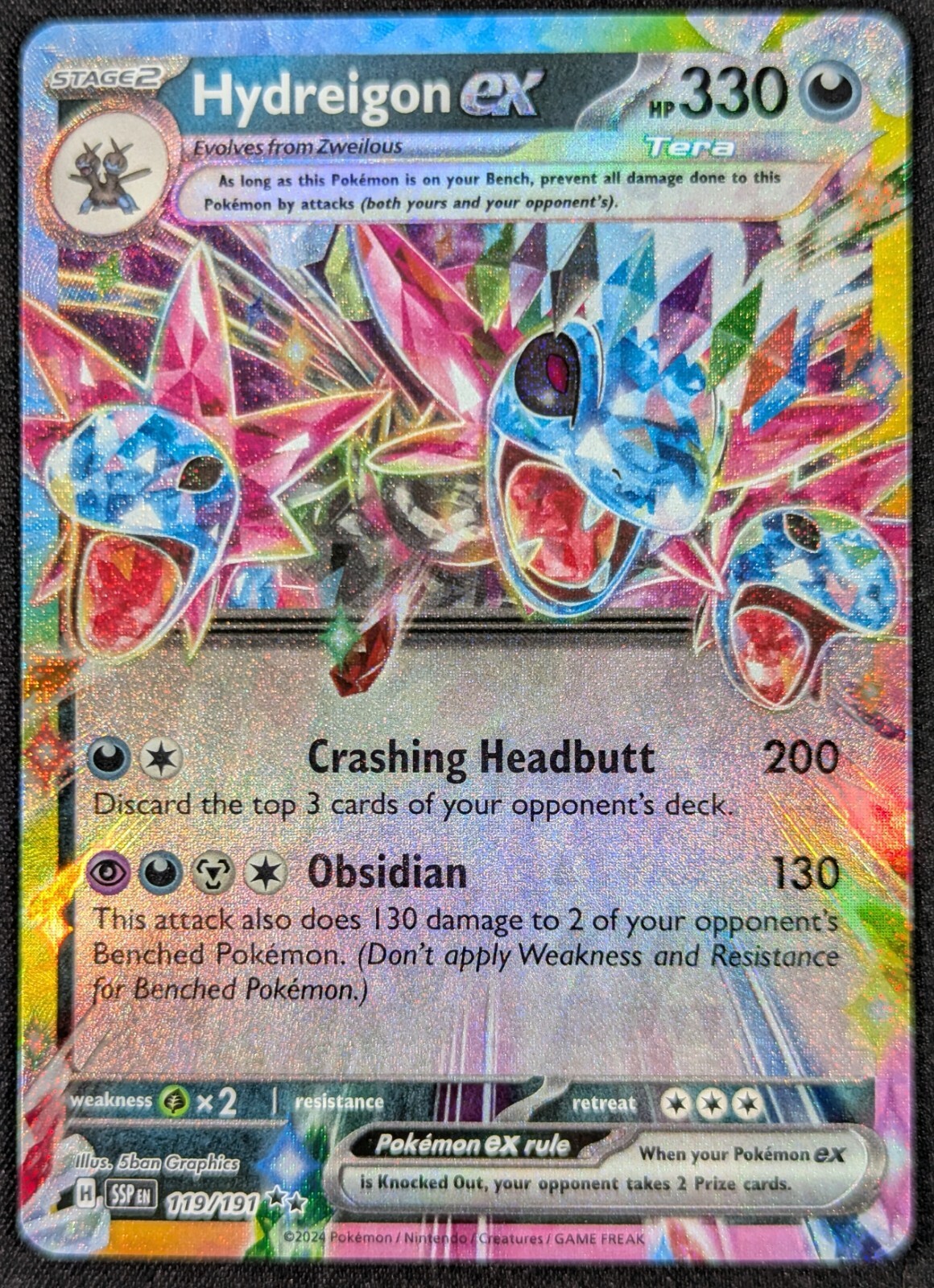 Hydreigon EX 2024 Surging Sparks Double Rare Pokemon Card 119/191 (NM)