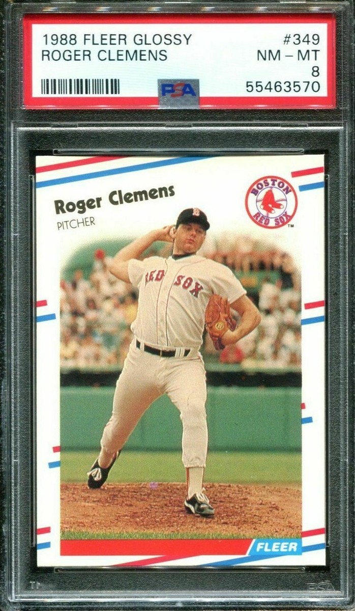 1988 FLEER GLOSSY #349 ROGER CLEMENS RED SOX PSA 8 BASEBALL CARD