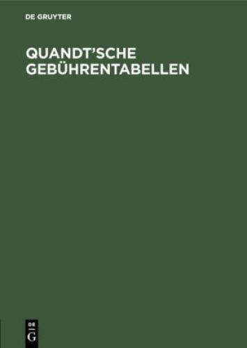 Thumbnail - Quandt'sche Gebührentabellen Für Rechtsanwälte Und Notare,