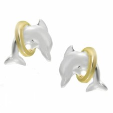 Earrings Children Stud Dolphin 925 Silver Partly Gilded Children's