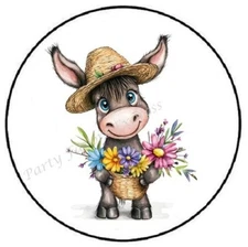 ADORABLE MULE WITH FLOWERS ENVELOPE SEALS LABELS STICKERS PARTY FAVORS