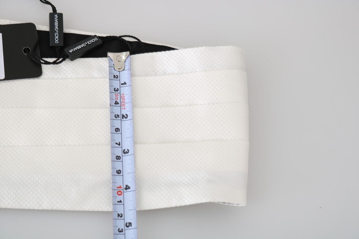 DOLCE & GABBANA Cummerbund White Men Waist Belt 100% Silk s