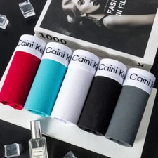 5pcs Solid Shorts Underpants Men's Panties Boxer Underwear For Male Couple Sexy