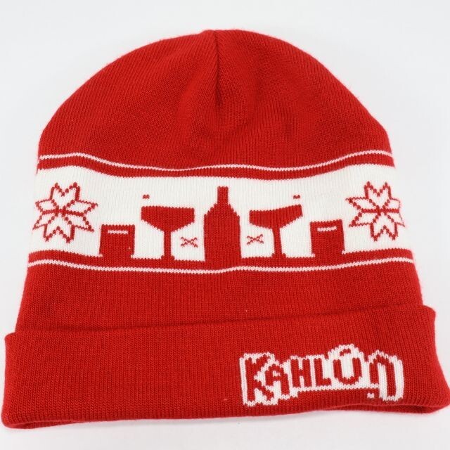 Mens Kahlua Hat Beanie Drink Glasses Ski Winter Cap Acrylic Red White