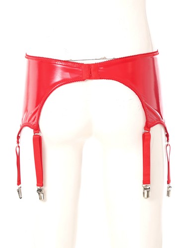 UK Womens Lace Patchwork Leather Garter Belt High Waist Lingerie Suspender Belts - Picture 15 of 44