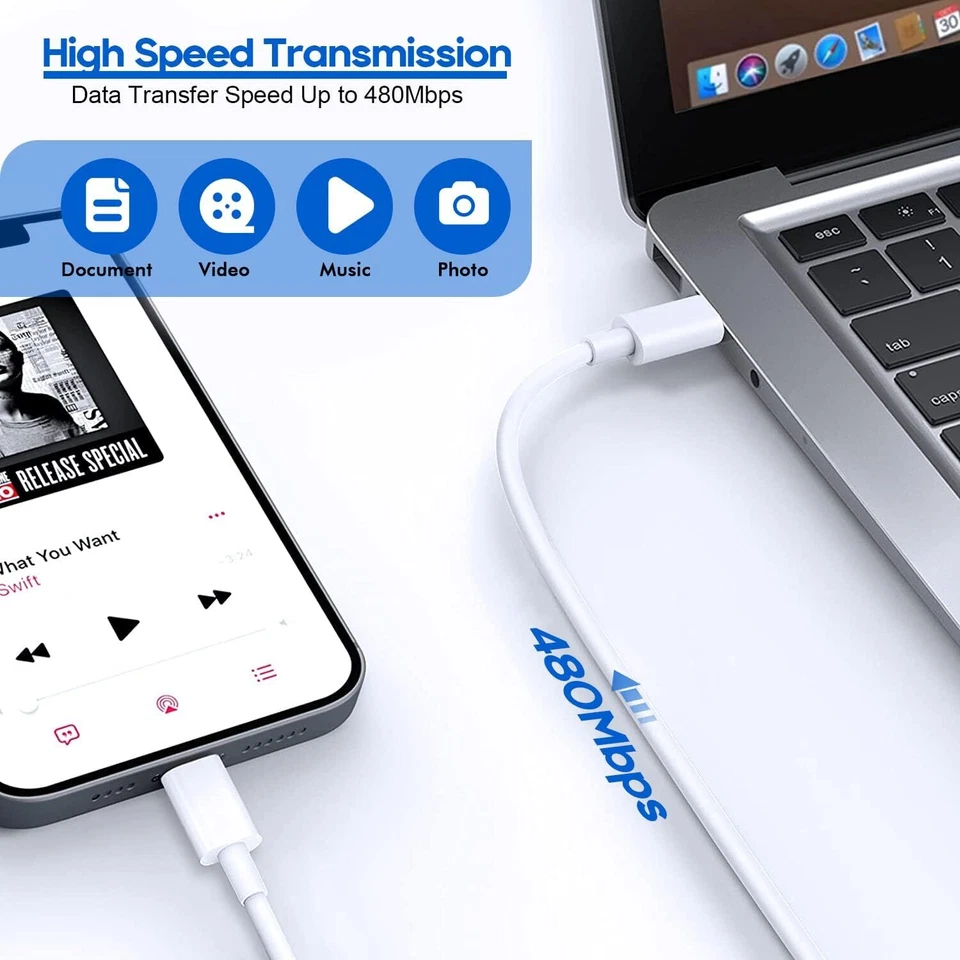 For iPhone 14 13 12 11 Pro XR X 8 USB C 20W Fast Charger Adapter Block PD Cable - Image 3 of 4