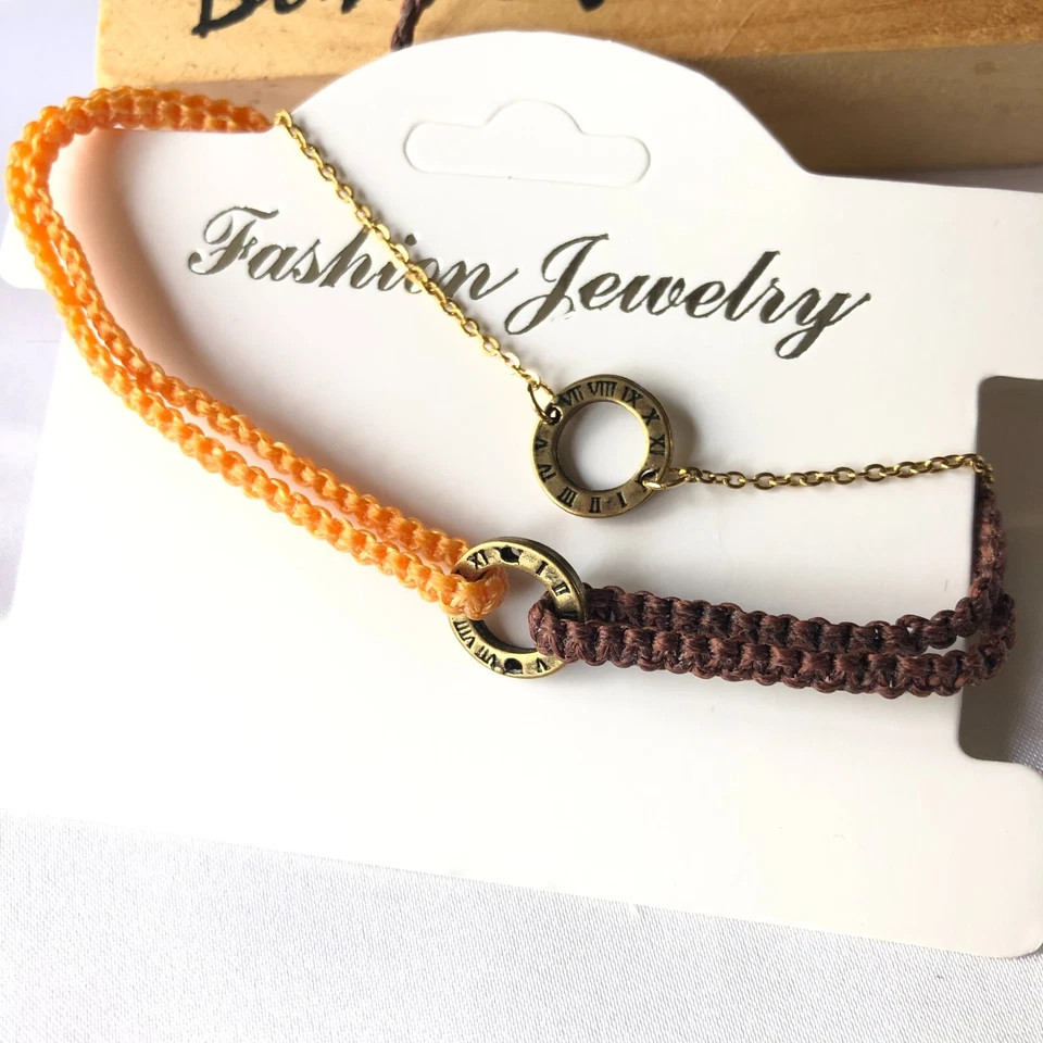 Dos tobilleras, dos piezas, cadena cordón encerado, tobillo, damas, lindo, buena oferta japón Foto 2 de 4