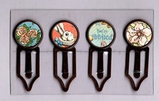Graphic45 ALICE'S TEA PARTY 103 Antique Copper 4 Metal Clips HANDMADE
