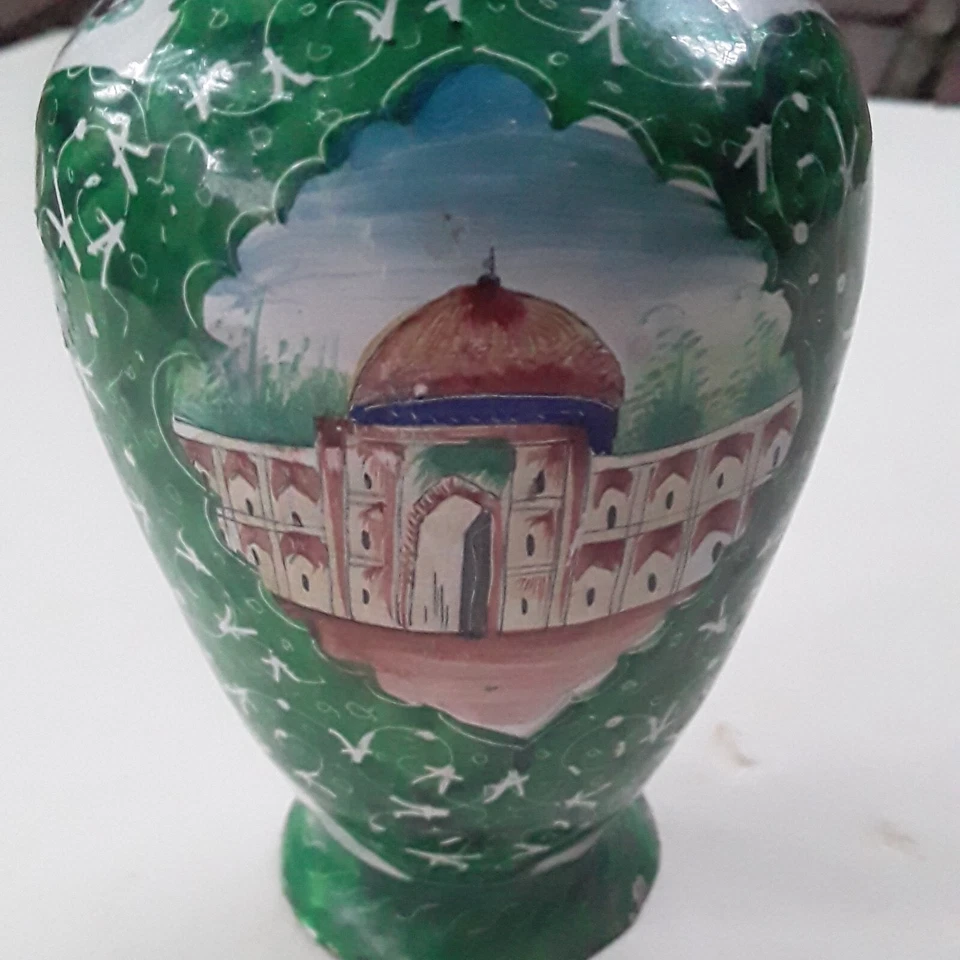 Jarrón antiguo de cobre esmaltado persa Foto 3 de 4