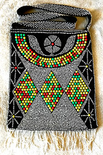 Beautiful Pouch Style Beaded Fringed Vintage Shoulder/Handbag Zip Closure MINT