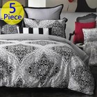 Orna Black Damask King Bed Quilt Cover Set by Bianca. 5 Piece Pack
