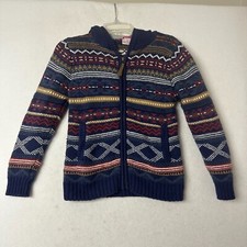 Hanna Andersson Youth Size 130cm / US 8 fair isle Zip Up Jacket Hood wool blend