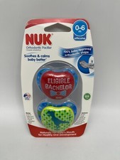 2 Pack NUK Orthodontic Pacifiers Eligible Bachelor Dinosaur 0-6 Months New