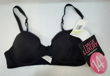 Bra Black 34 B Maidenform Lightly Padded Lace Accents Straps Underwire NOS