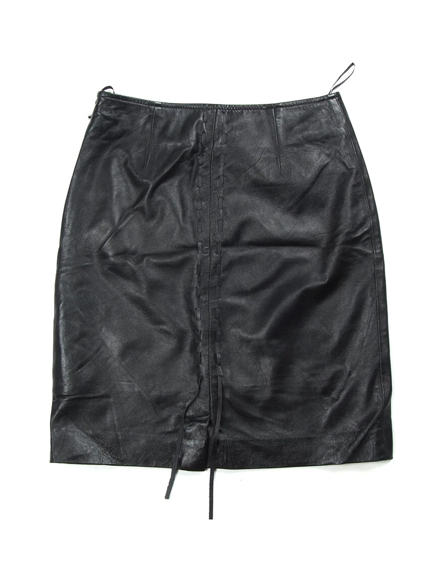 Women's Vintage Le Iene Real Leather Black Mini Skirt XS | eBay