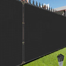 6ft Fence Privacy Screen Black Heavy Duty Shade Mesh Cover Garden with Zip Ties