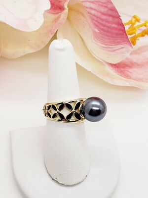 Hawaiian Tribal Plumeria Pearl Ring