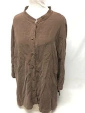 Citron Santa Monica Women's Silk Tunic Button Up 3X Brown
