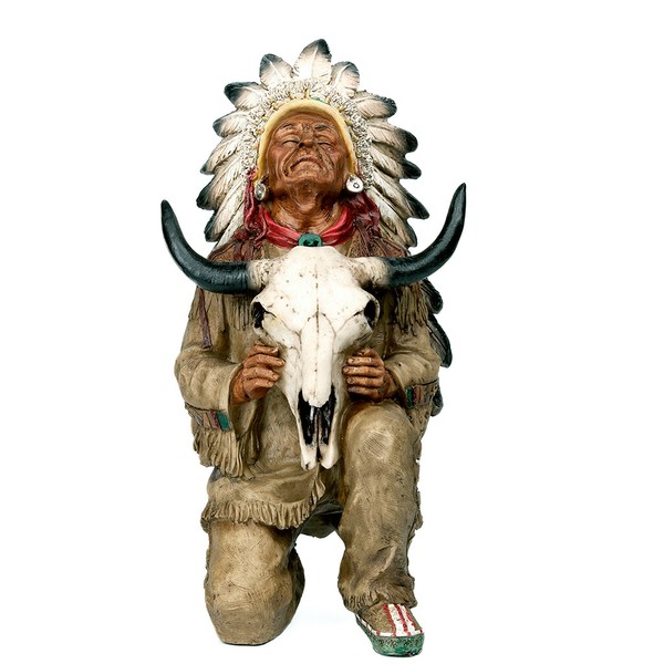 Indianer HäUptling Buffalo Skull Western Wilder Westen Dekofigur Indian Chief-image